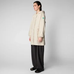 Kvinner Save The Duck Dame Regnfrakk Fleur I Shore Beige