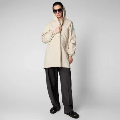 Kvinner Save The Duck Dame Regnfrakk Fleur I Shore Beige