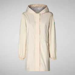Kvinner Save The Duck Dame Regnfrakk Fleur I Shore Beige