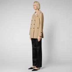 Kvinner Save The Duck Dame Regnfrakk Sofi I Stardust Beige