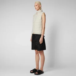 Kvinner Save The Duck Dames Vattert Vest Charlotte I Regnfull Beige