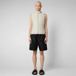 Kvinner Save The Duck Dames Vattert Vest Charlotte I Regnfull Beige