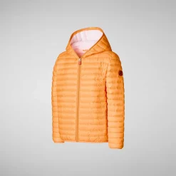 Gutt Save The Duck Dyrefri Pufferjakke Med Hette For Gutter Gillo In Fluo Orange