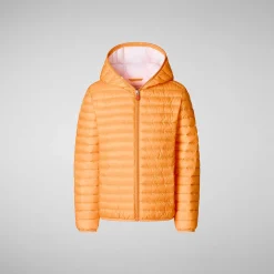 Gutt Save The Duck Dyrefri Pufferjakke Med Hette For Gutter Gillo In Fluo Orange
