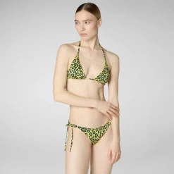 Kvinner Save The Duck Justerbar Bikinibunn Wiria For Kvinner I Leopardgul