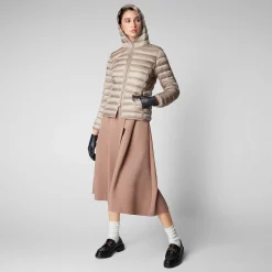 Kvinner Save The Duck Kvinners Dyrefri Hettejakke Alexis In Pearl Grey