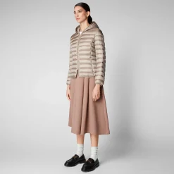Kvinner Save The Duck Kvinners Dyrefri Hettejakke Alexis In Pearl Grey