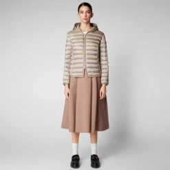 Kvinner Save The Duck Kvinners Dyrefri Hettejakke Alexis In Pearl Grey