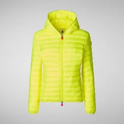 Kvinner Save The Duck Kvinners Dyrefri Puffer Kyla I Fluo Gul