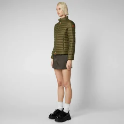 Kvinner Save The Duck Kvinners Dyrefri Pufferjakke Carly In Dusty Olive