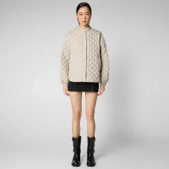 Kvinner Save The Duck Kvinners Dyrefrie Puffervesper I Regnaktig Beige