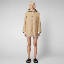 Kvinner Save The Duck Kvinnes Regnfrakk April I Stardust Beige