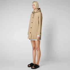 Kvinner Save The Duck Kvinnes Regnfrakk April I Stardust Beige
