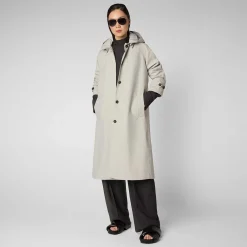 Kvinner Save The Duck Kvinnes Regnfrakk Asia I Regntung Beige