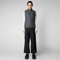 Kvinner Save The Duck Kvinnes Vattert Vest Charlotte I Storm Grey