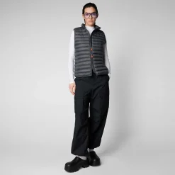 Kvinner Save The Duck Kvinnes Vattert Vest Charlotte I Storm Grey