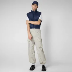 Menn Save The Duck Manns Vattert Gilet Adam I Marineblatt