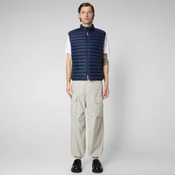 Menn Save The Duck Manns Vattert Gilet Adam I Marineblatt