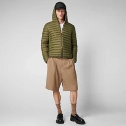Menn Save The Duck Man'S Animal Free Hette Pufferjakke Donald In Dusty Olive