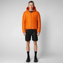 Menn Save The Duck Man'S Animal Free Hette Pufferjakke Donald I Amber Orange