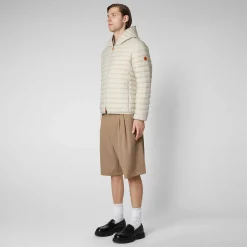 Menn Save The Duck Man'S Animal Free Hette Pufferjakke Donald I Regnaktig Beige