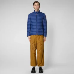 Menn Save The Duck Man'S Animal Free Puffer Jacket Alexander I Eclipse Blue