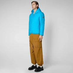 Menn Save The Duck Man'S Animal Free Puffer Jacket Helios I Fluo Blue