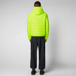 Menn Save The Duck Man'S Animal Free Puffer Jacket Helios I Fluo Yellow