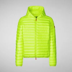 Menn Save The Duck Man'S Animal Free Puffer Jacket Helios I Fluo Yellow