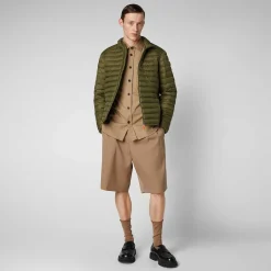 Menn Save The Duck Man'S Animal Free Puffer Jacket Alexander In Dusty Olive