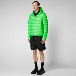 Menn Save The Duck Man'S Animal Free Puffer Jacket Helios In Fluo Green