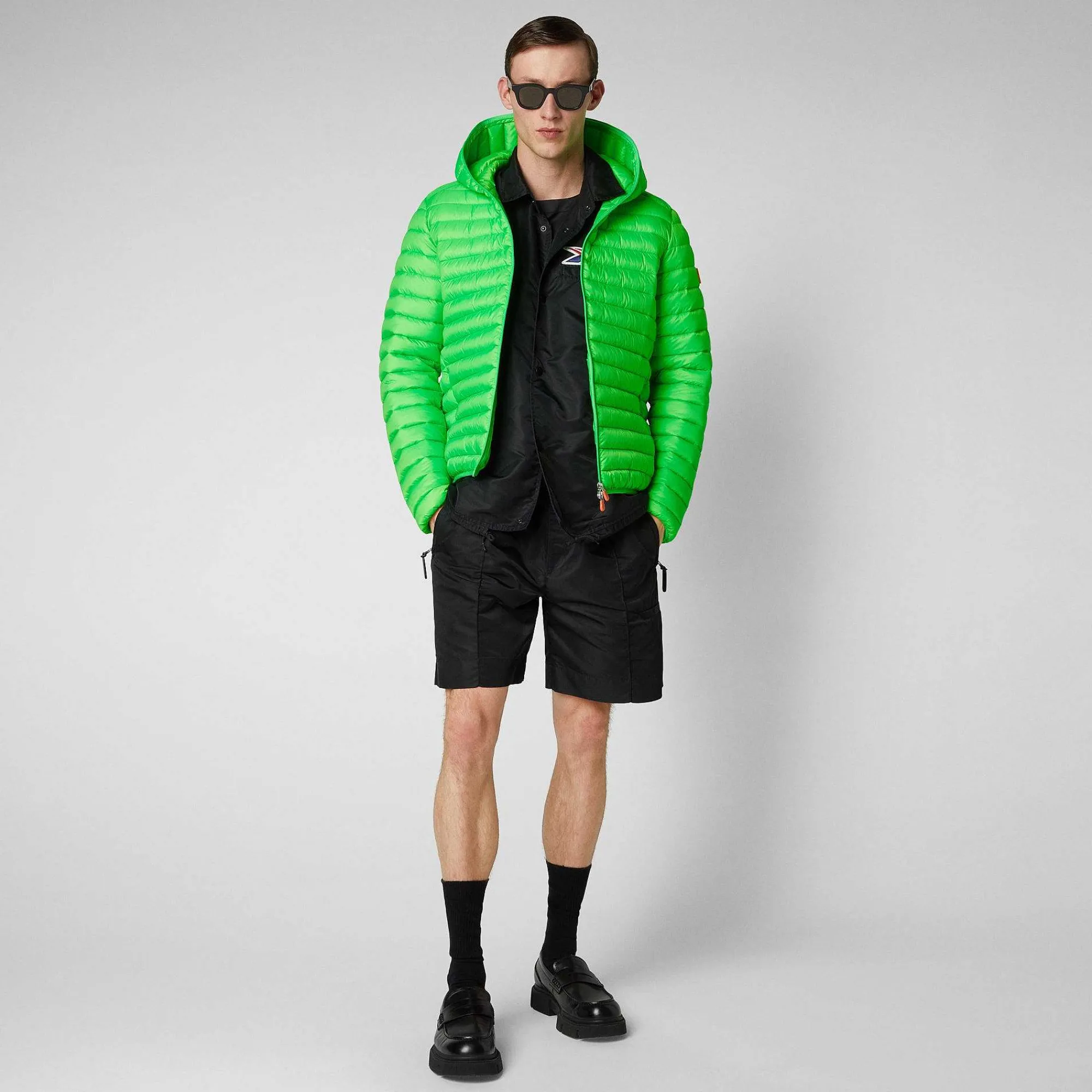 Menn Save The Duck Man'S Animal Free Puffer Jacket Helios In Fluo Green