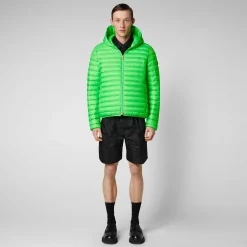 Menn Save The Duck Man'S Animal Free Puffer Jacket Helios In Fluo Green