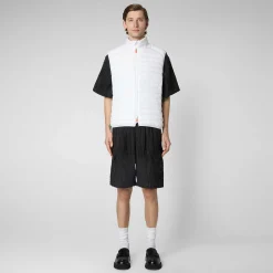 Menn Save The Duck Man'S Vattert Gilet Adam I Hvitt