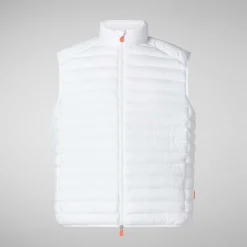 Menn Save The Duck Man'S Vattert Gilet Adam I Hvitt