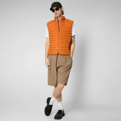Menn Save The Duck Man'S Vattert Gilet Adam I Amber Orange