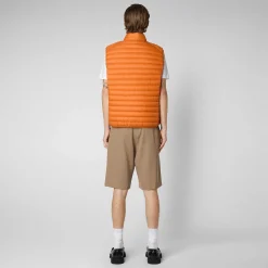 Menn Save The Duck Man'S Vattert Gilet Adam I Amber Orange