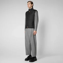 Menn Save The Duck Man'S Vattert Gilet Adam I Svart