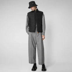 Menn Save The Duck Man'S Vattert Gilet Adam I Svart