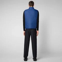 Menn Save The Duck Man'S Vattert Gilet Adam I Eclipse Blue