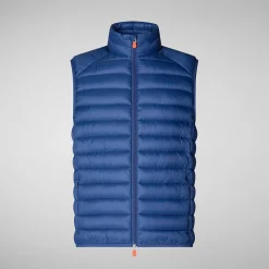 Menn Save The Duck Man'S Vattert Gilet Adam I Eclipse Blue
