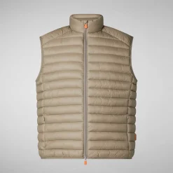 Menn Save The Duck Man'S Vattert Gilet Adam I Elephant Grey
