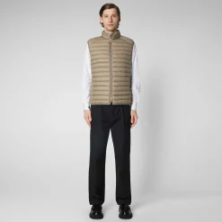 Menn Save The Duck Man'S Vattert Gilet Adam I Elephant Grey