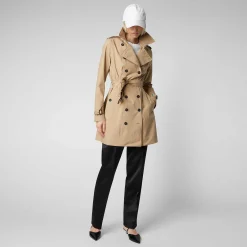 Kvinner Save The Duck Regnfrakk For Kvinner Audrey I Stardust Beige