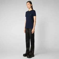 Kvinner Save The Duck T-Skjorte For Kvinner Annabeth I Marineblatt