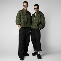Kvinner Save The Duck Unisex Bomberjakke Ciara I Stovet Oliven