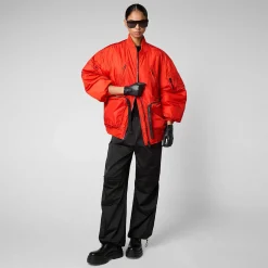 Kvinner Save The Duck Unisex Bomberjakke Ciara I Valmuerod