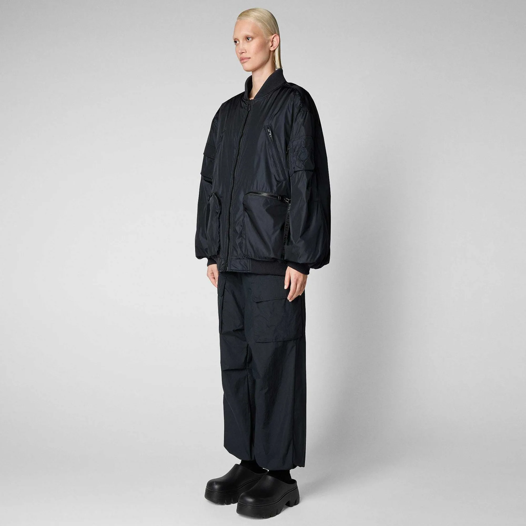 Kvinner Save The Duck Unisex Bomberjakke Usher I Nattblatt