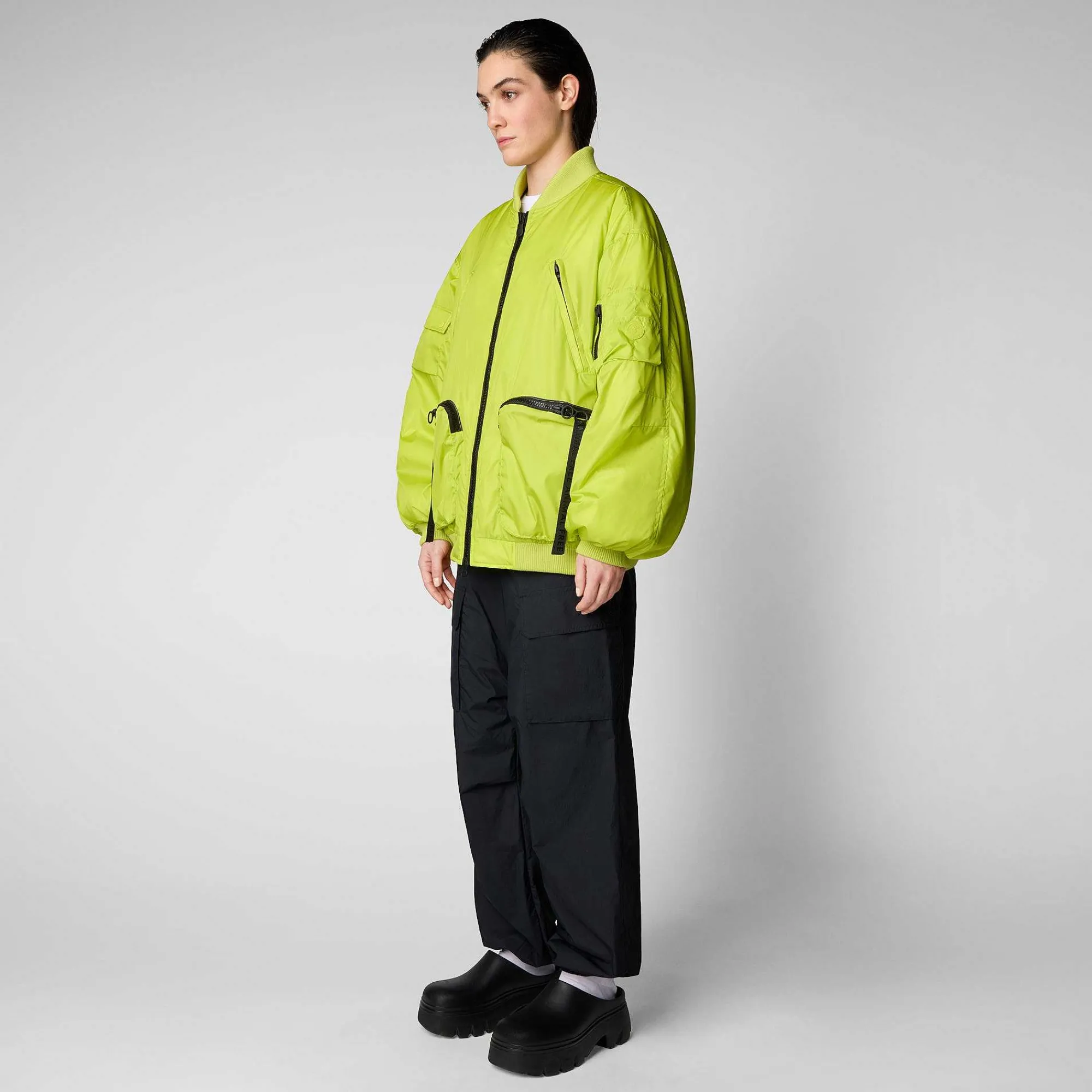 Kvinner Save The Duck Unisex Bomberjakke Usher In Lichen Green