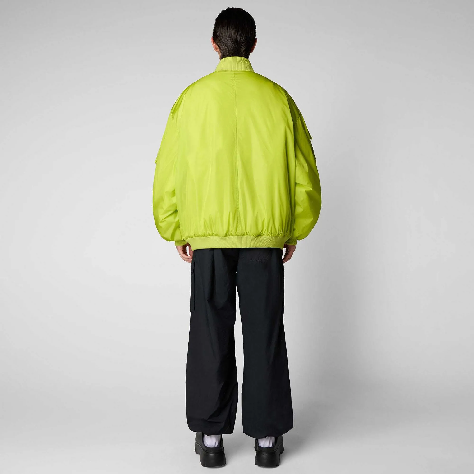Kvinner Save The Duck Unisex Bomberjakke Usher In Lichen Green